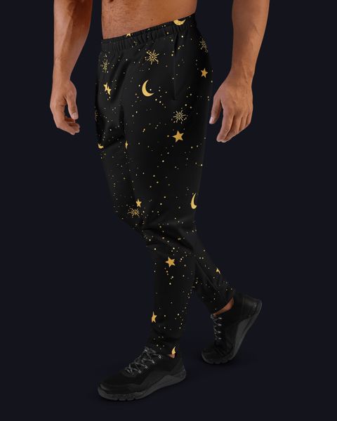 Model wearing the men's Black & Gold lounge joggers