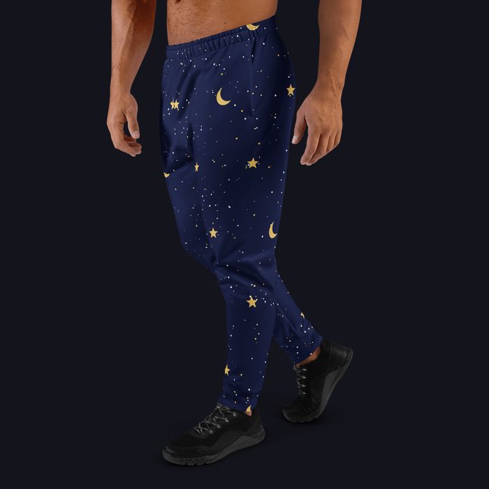 Model wearing the men's Moon & Stars lounge joggers