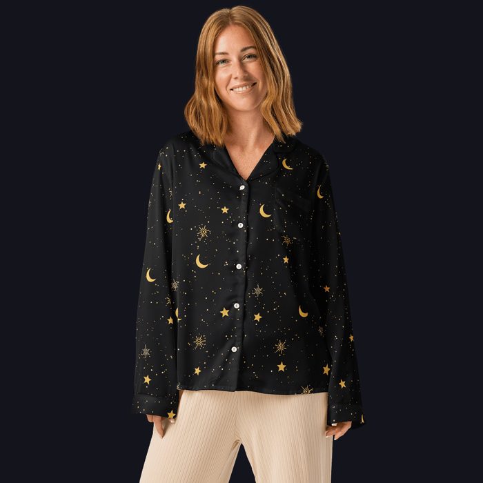 Women's Black & Gold Pajama Top